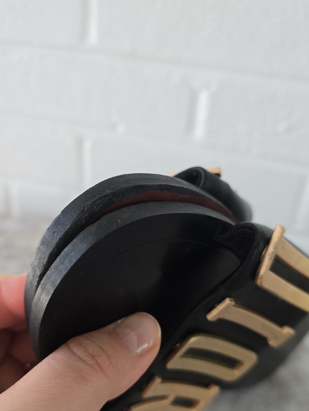 Christian Dior Gold Logo Sandals Sliders Black Color Size 36 - Picture 13 of 15